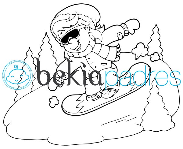 Snowboarding en la nieve para colorear